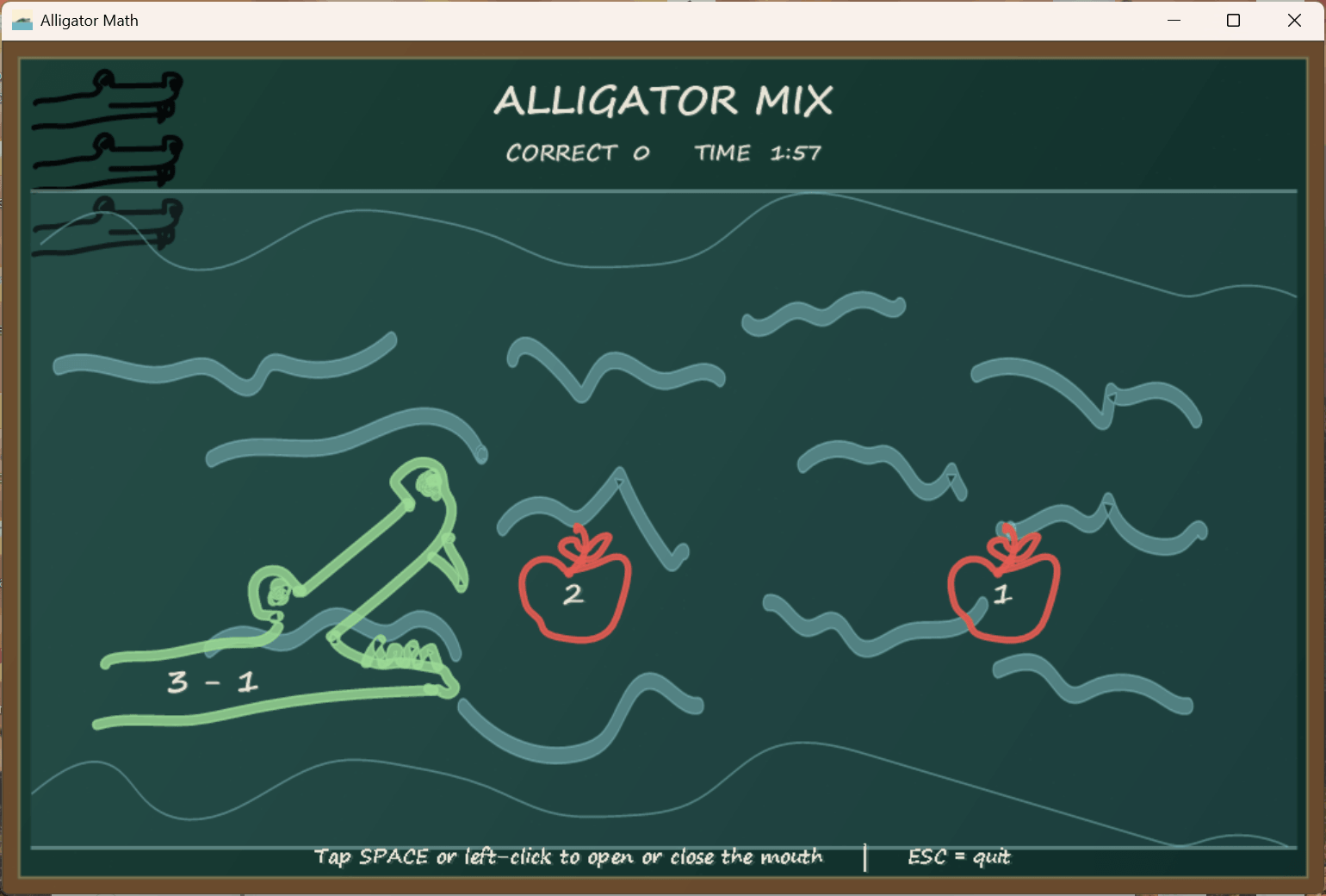 Alligator Math sort of version 1.0 of the graphical game.